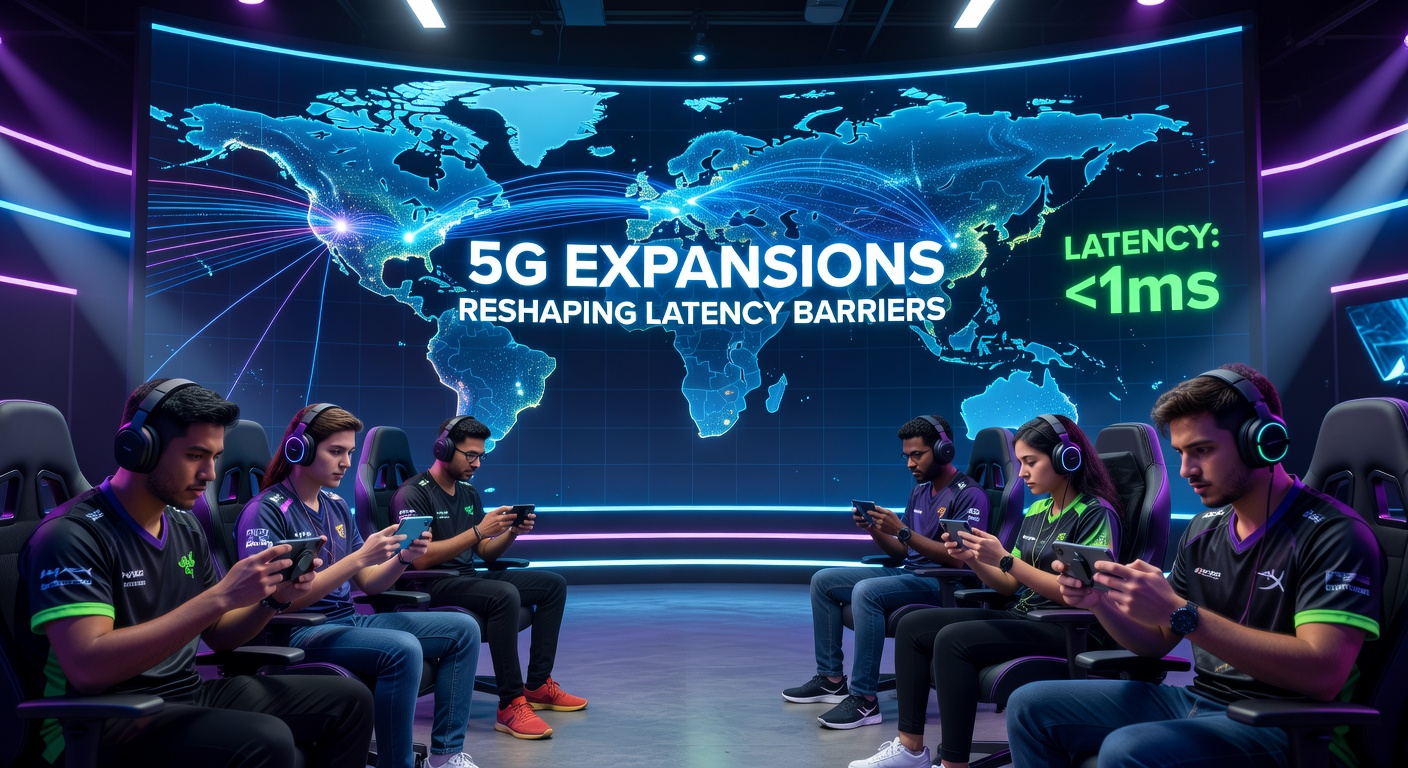 Mobile esports players competing in a 5G-enabled tournament environment