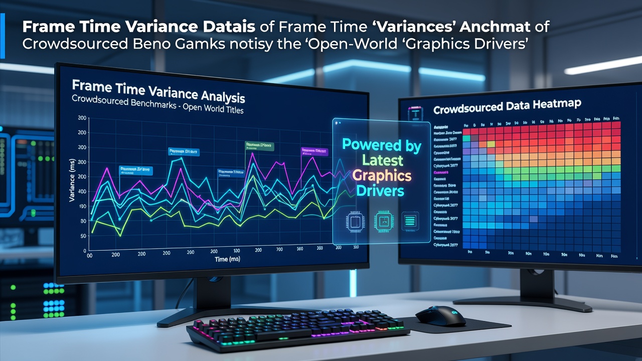 Visualization of frame time variance data collected from multiple open-world game benchmarks across user systems