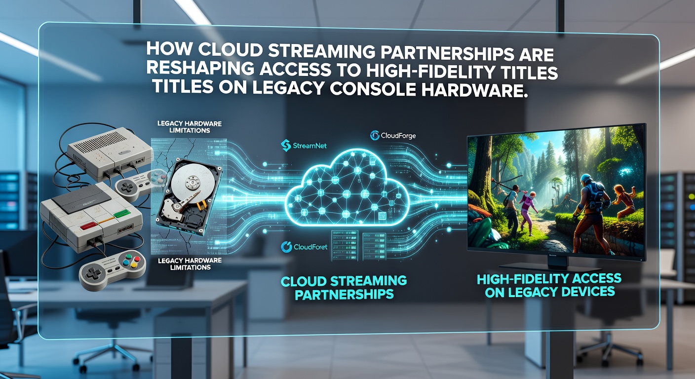 Legacy console connected via cloud service displaying high-fidelity gameplay