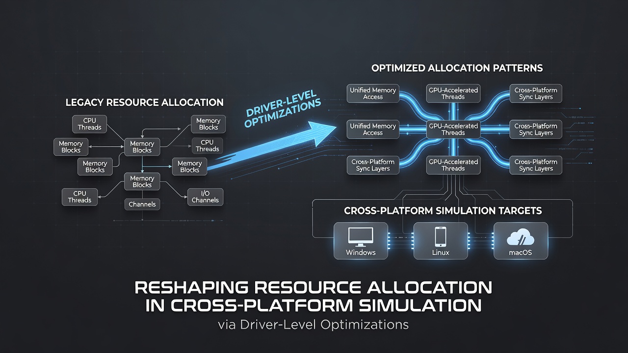 Performance graphs showing resource allocation changes after driver optimizations in simulation software