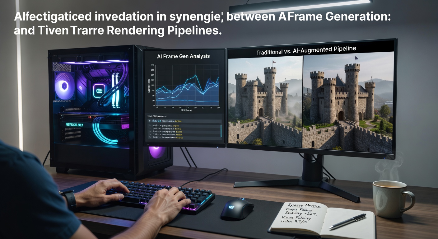 AI frame generation integrated with traditional rendering pipelines in a modern PC gaming setup