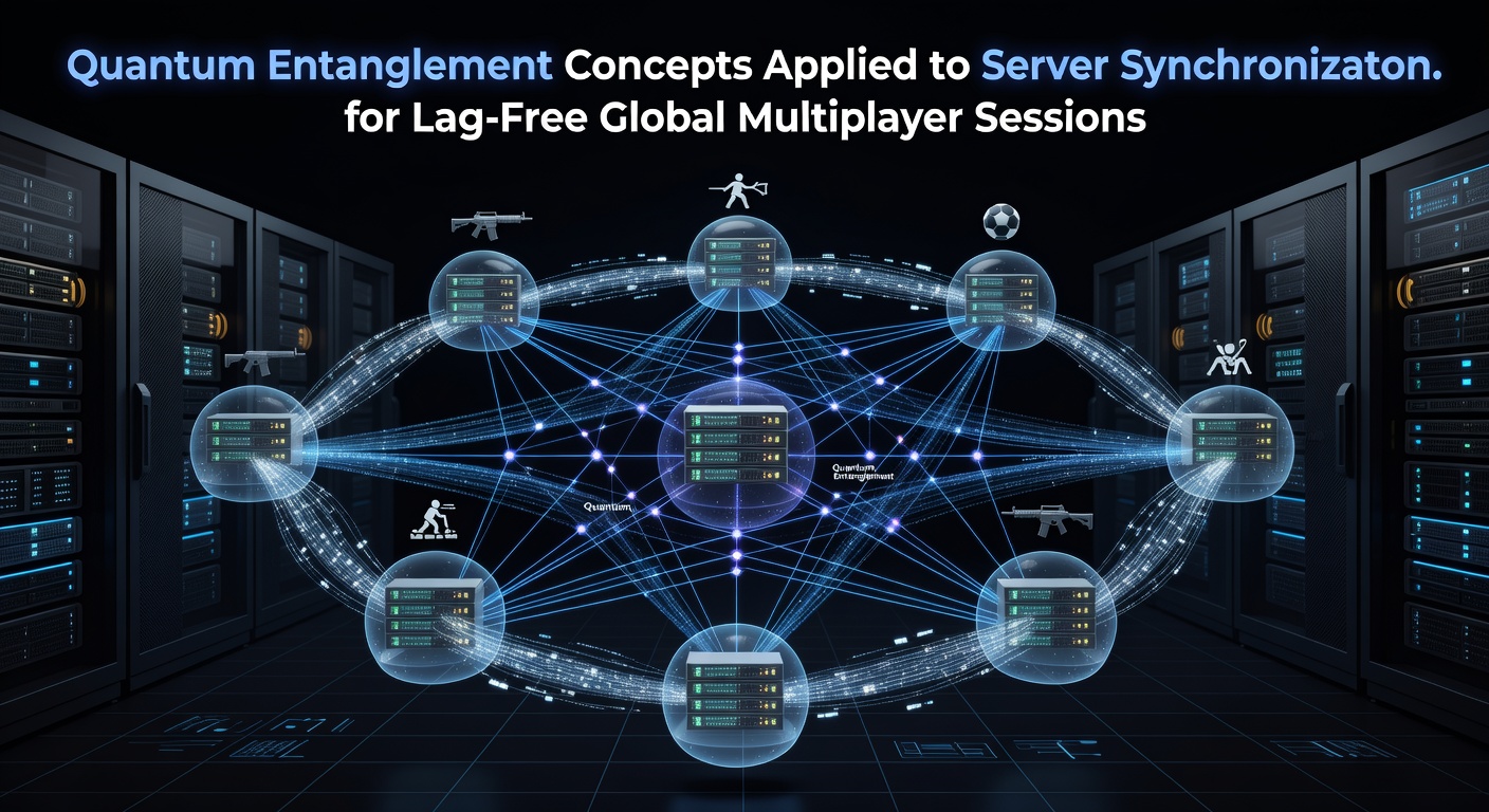 Visual representation of quantum entanglement applied to global server networks in multiplayer gaming environments
