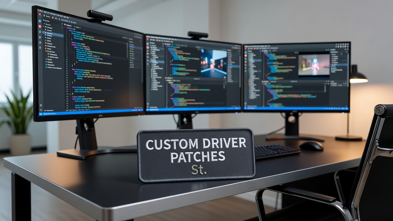 Close-up of patch application logs and frame pacing metrics on a legacy GPU setup